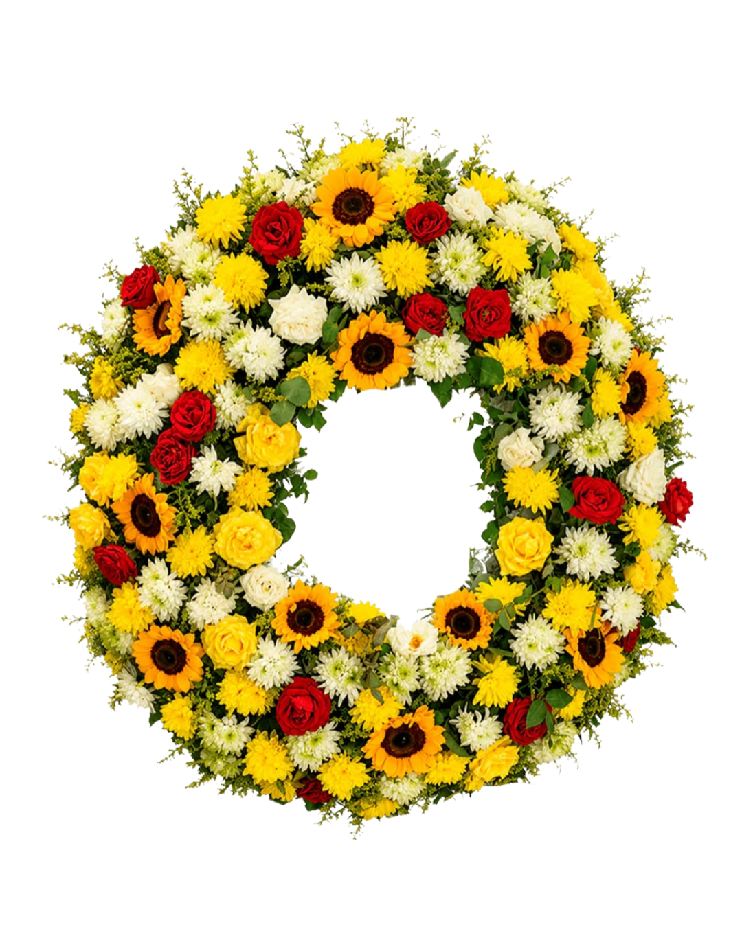 Coroa Especial com Girassóis e Rosas